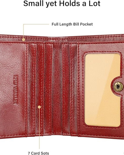 Lavemi Ultra Thin Small Compact Leather Womens Girls Wallets RFID Blocking Credit Card Holder for Women