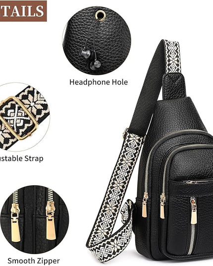FALAN MULE Crossbody Bags for Women Trendy Leather Sling Chest Bag Fanny Packs for Women