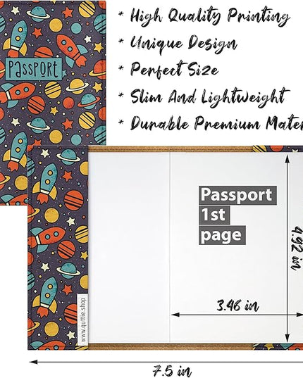 Passport Cover for Kids, Women and Men, Cute Travel Passport Holder (Dark Space)