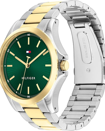 Tommy Hilfiger Men's 3H Quartz Watch, Stainless Steel Bracelet, Water Resistant 3 ATM, Modern and Stylish Timepiece, Gift for Him, 42mm