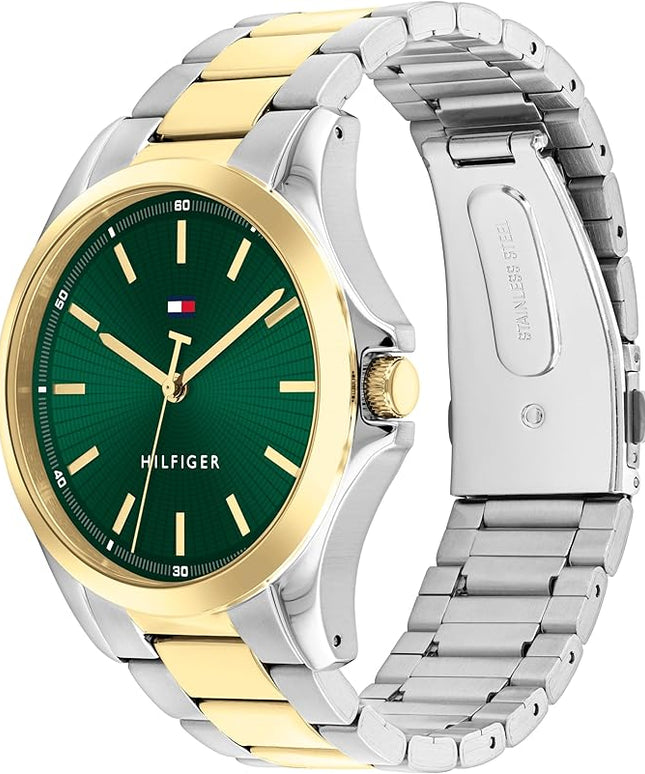 Tommy Hilfiger Men's 3H Quartz Watch, Stainless Steel Bracelet, Water Resistant 3 ATM, Modern and Stylish Timepiece, Gift for Him, 42mm