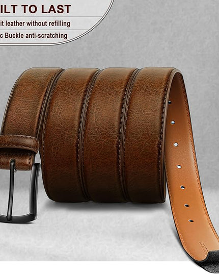 KEMISANT Men Belt 2Pack – Genuine Leather Belt for Men Dress Casual Golf Jeans 1 3/8"