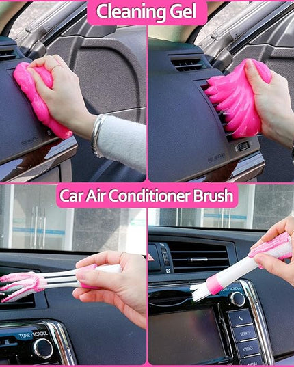 THINKWORK Pink Car Detailing Cleaning Kit, Car Wash Kit, Car Accessories for Women Suitable for Small and Medium Vehicles Such As Cars, Trucks, Suvs(17pcs)