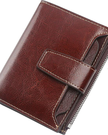 Lavemi Small Compact Women Wallet RFID Blocking Genuine Leather Bifold Purse with ID Windows