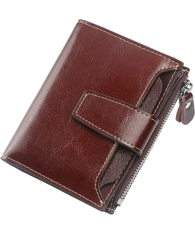 Lavemi Small Compact Women Wallet RFID Blocking Genuine Leather Bifold Purse with ID Windows