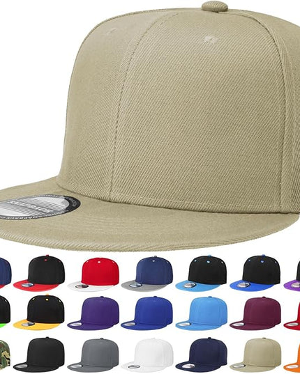 Classic Snapback Hat Cap Hip Hop Style Flat Bill Blank Solid Color Adjustable Size