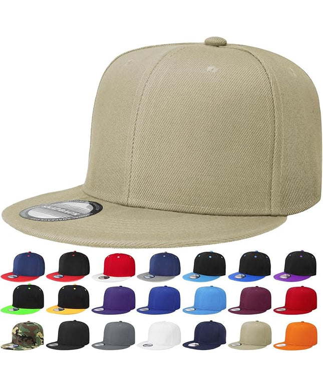 Classic Snapback Hat Cap Hip Hop Style Flat Bill Blank Solid Color Adjustable Size