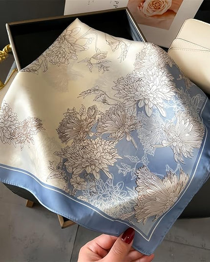 MINIDORA Satin Scarves for Women 27.5 × 27.5 inches Medium Square Elegant Silk Feeling Head Scarf