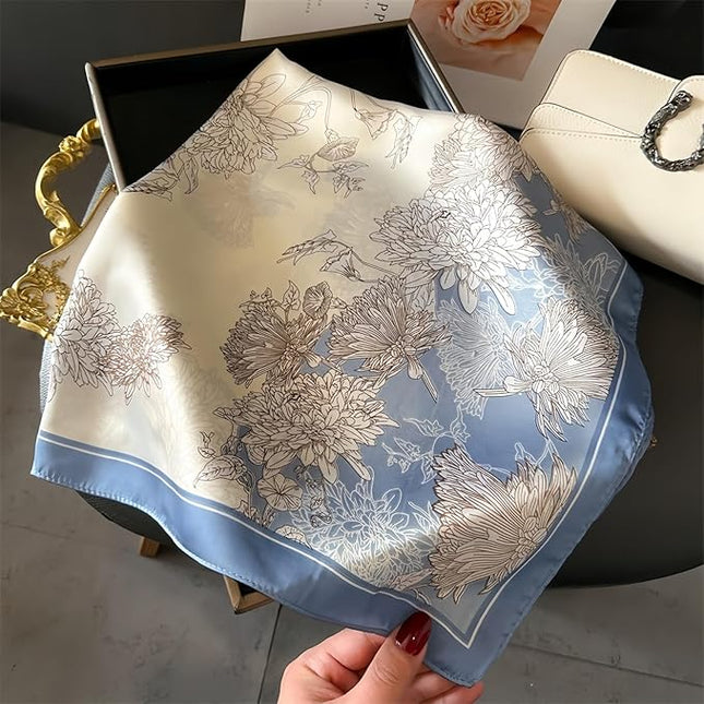 MINIDORA Satin Scarves for Women 27.5 × 27.5 inches Medium Square Elegant Silk Feeling Head Scarf
