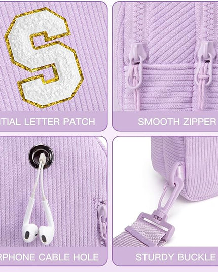 Viverte Small Corduroy Sling Bag Initial Crossbody Bag Fanny Pack for Girls Personalized Birthday Gifts for Teen Girls Gifts