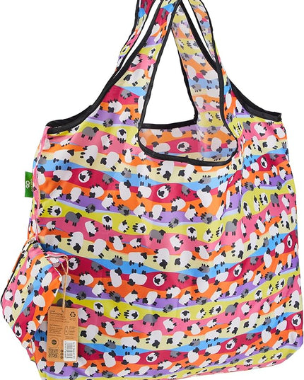 ECO CHIC Foldable Reusable Large Grocery Bags - Foldable Grocery Bags - Lightweight, Recycled & Reusable Shopping Bag - Waterproof, Packable Tote Fitting in Fine Grocery Bag Carrier