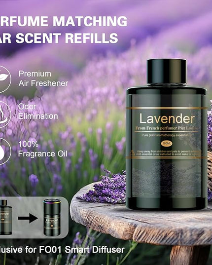 Car Air Freshener Refill for Men & Women 6.09 FL OZ /180ML-9 Month Lavender Scent Essential Oil Perfume, Essential Oil Made of Natural Plant Extracts, Compatible with Car Diffusers for Home/Office