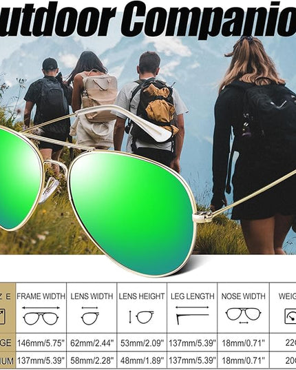 Joopin Polarized Metal Aviation Sunglasses Men, Classic Military Sun Glasses Women, Rectangle Shades UV400 Protection Costume