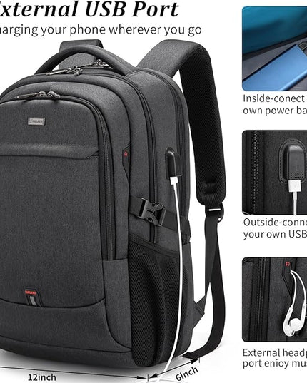 DUSLANG 17 Inch Laptop Backpack for Travel Water Resistant College Backpack for Men/Women Laptop Bag with USB Charging Port, Green A