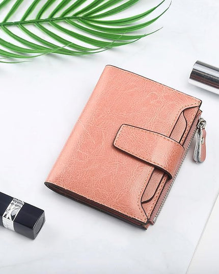 Lavemi Small Compact Women Wallet RFID Blocking Genuine Leather Bifold Purse with ID Windows