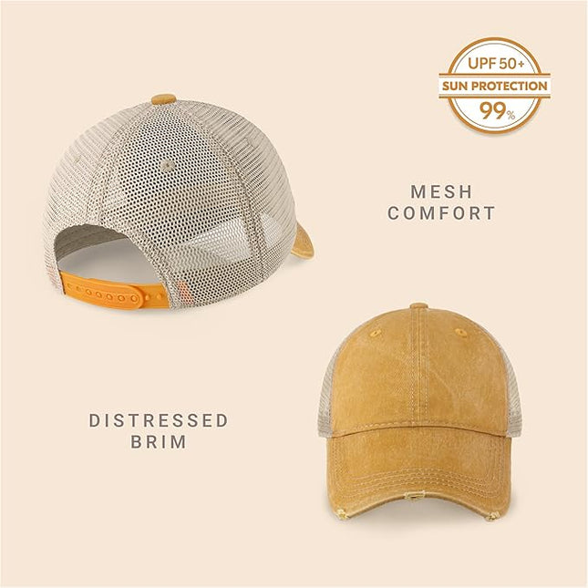 CHOK.LIDS Everyday Premium Washed Trucker Hat Unstructured Distressed Pigment Dyed Cap Adjustable Outdoor Headwear