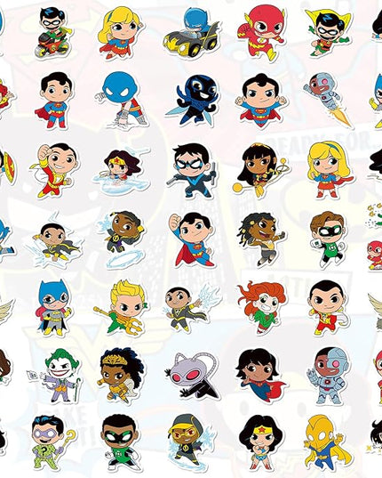 Superhero Stickers for Water Bottles – 50PCS Cute Cartoon Stickers for Kids, Teens, Adults – Waterproof Vinyl Decal Sticker for Laptop, Scrapbook, Phone, Skateboard, Party Favors and Gifts