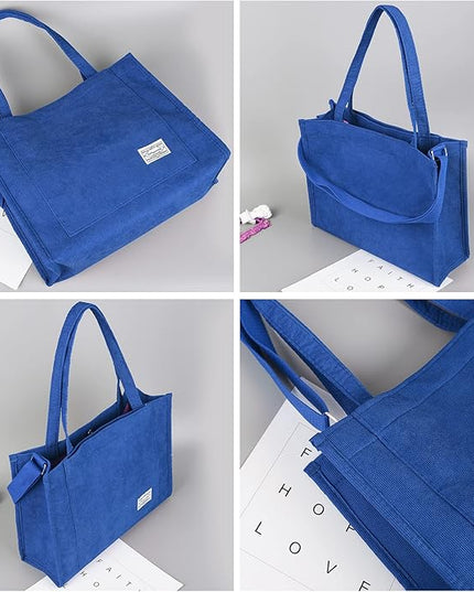 Valleycomfy Corduroy Tote Bag for Women Travel Crossbody Bag Purse Women Shoulder Bags Work Handbags Everyday Hobo Bag