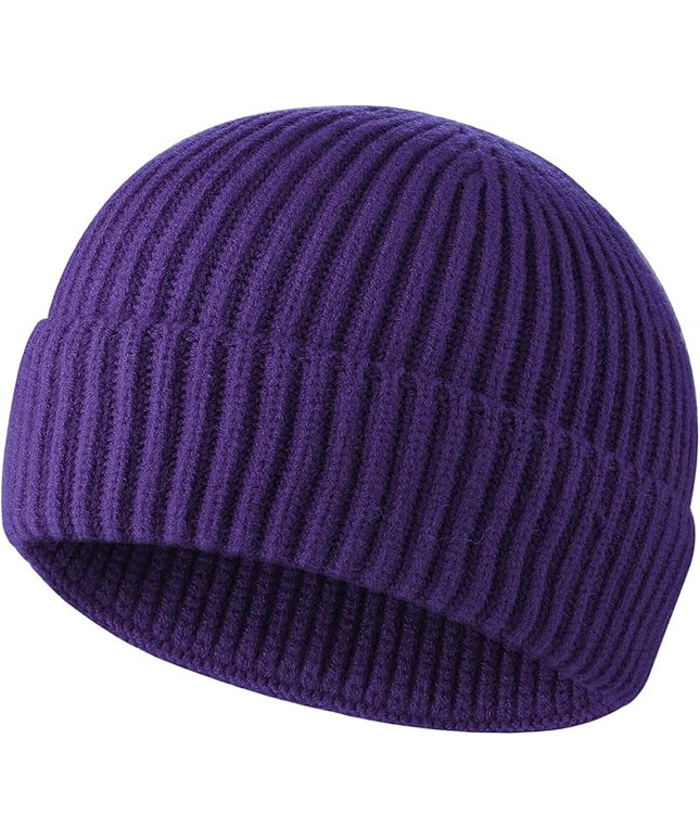 ROYBENS Swag Wool Knit Cuff Short Fisherman Beanie for Men Women, Winter Warm Hats