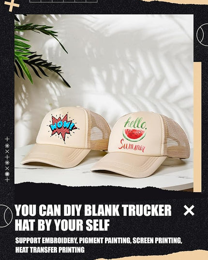 10 Pcs Sublimation Blank Trucker Hats Bulk Mesh Baseball Cap Polyester Mesh Trucker Hat for Men and Women