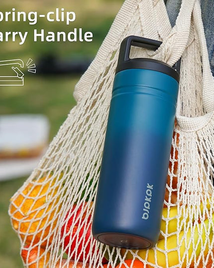 BJPKPK Insulated Water Bottle with 2 Lids,20 oz Double Wall Stainless Steel Vacuum Tumbler Travel Coffee Mug,Wide Mouth Thermal Cup,Cinnabar Red