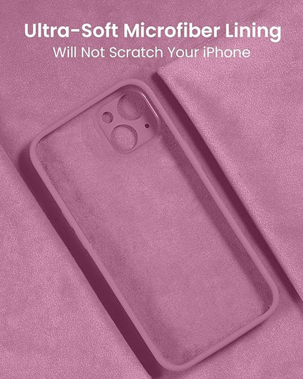 FireNova Designed for iPhone 15 Case, Silicone Upgraded [Camera Protection] Phone Case with [2 Screen Protectors], Soft Anti-Scratch Microfiber Lining Inside, 6.1 inch, Lilac Purple