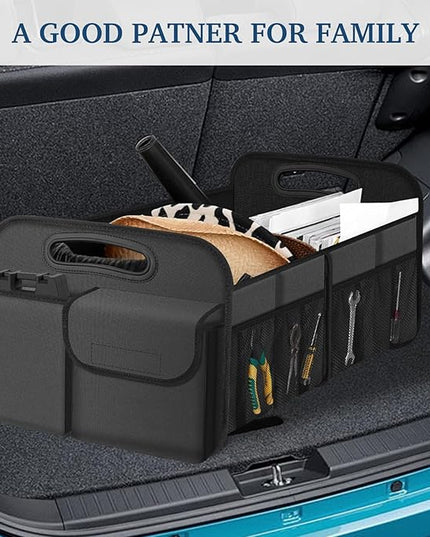 Femuar Car Trunk Organizer, Car Storage Organizer with Large Capacity Waterproof Collapsible Trunk Organizer for Car Suv/Jeep/Sedan (Grey, Standard)
