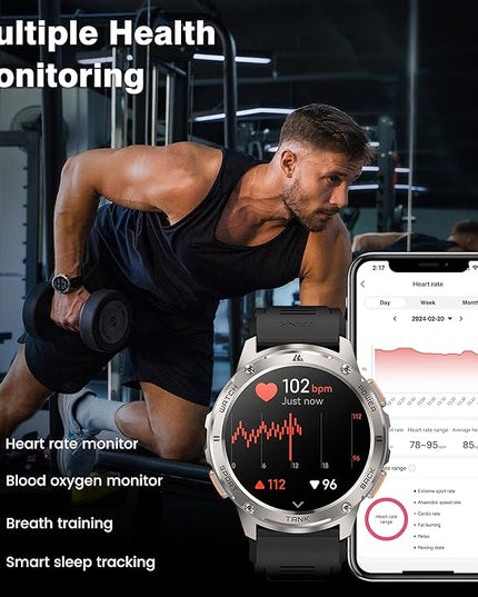 KOSPET Smart Watch for Men, 60 Days Extra-Long Battery, 50M Waterproof Rugged Military Smartwatch (Answer/Make Calls), 170 Sports Mode 1.43” AMOLED Display Fitness Watch-Voice Assistant