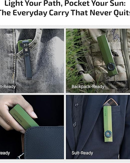 OLIGHT ArkPro EDC Flat Flashlight Rechargeable with Green Beam, UV and White LED,1500 Lumens USB-C Pocket Camping Flashlight, Spotlight Floodlight for Outdoor Emergency Working (OD Green CW)