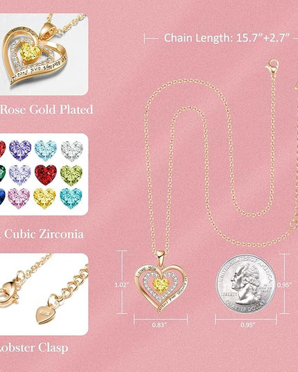 REDBEE Necklaces for Women Birthstone Heart Necklace Jewelry for Wife Girlfriend Woman Necklace