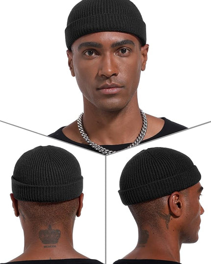 vidsel Thin Wool Fisherman Beanie Hat for Men Women Fall Winter,Short Knit Cuffed Fashion Trawler Skull Cap,Watch Cap