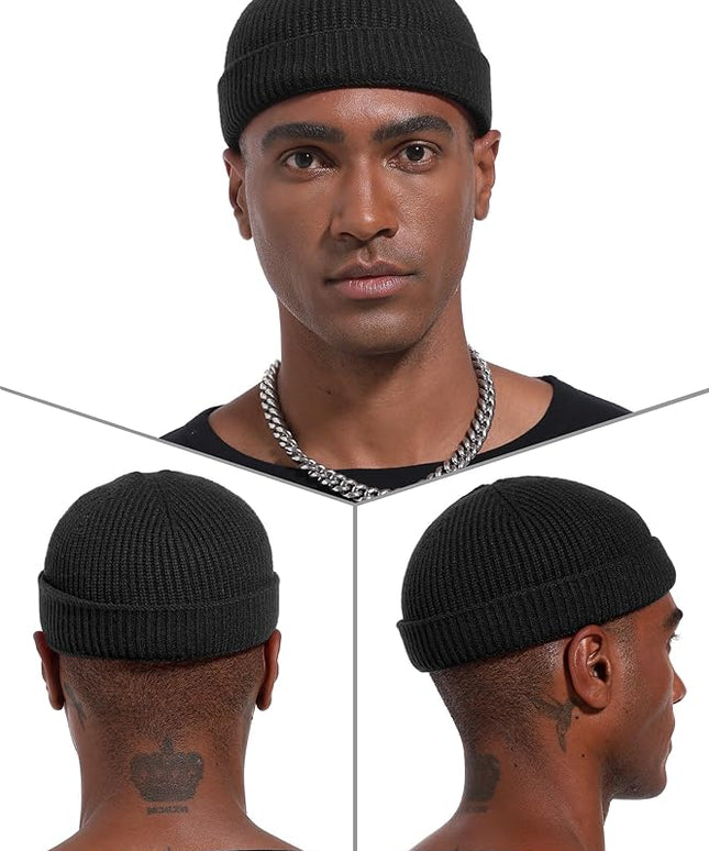 vidsel Thin Wool Fisherman Beanie Hat for Men Women Fall Winter,Short Knit Cuffed Fashion Trawler Skull Cap,Watch Cap