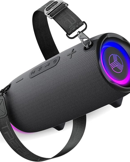 TREBLAB HD-Max Portable Bluetooth Speaker, 60W Loud Stereo Sound with Deep Bass, IPX7 Waterproof Outdoor Speaker, 20H Playtime, Powerbank, RGB Party Lights