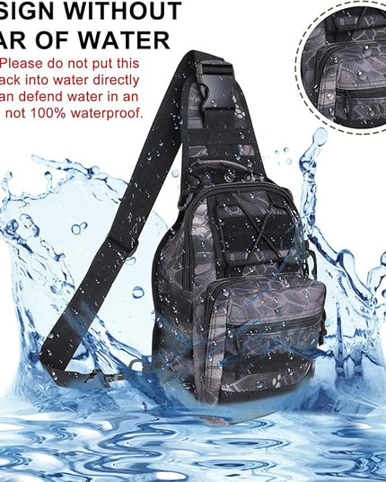 Qcute Tactical Backpack, Waterproof Military Cross-body Molle Sling Shoulder Backpack Chest Bag for Outdoor Every Day Carry