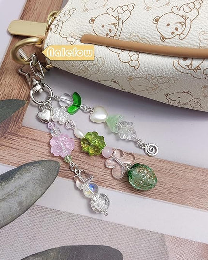 Keychain Bag Accessories Cute Cherry Strawberry Flower Keychains Accessories Decor for Keys Bags Purses Gift