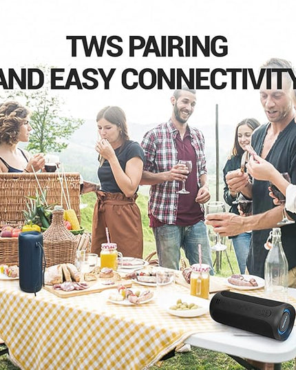 SOWO Waterproof Speaker Bluetooth Wireless- Portable Speaker Loud with Built-in Subwoofer and Tweeter, Extra Bass, Stereo Sound, IP67, Colorful Lights for Party, Outdoor, Camping - Blue