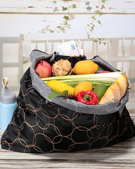 KINGMAS Reusable Grocery Bags, Eco-Friendly Folding Tote Shopping Bag fits in Pocket, Washable Waterproof Nylon Pouch Bags