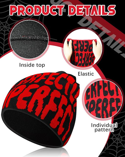 Toulite 12 Pieces Y2K Spider Web Beanie Gothic Graphic Beanies Outdoor Winter Warm Knitted Hat for Men Women