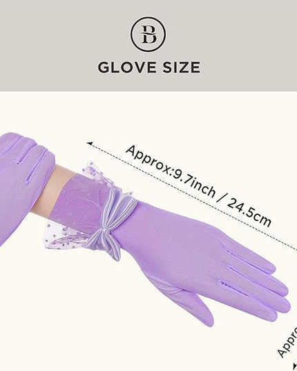 BABEYOND Lace Gloves for Women - Bow Short Prom Gloves Evening Elegant Accessories for Wedding Opera Party