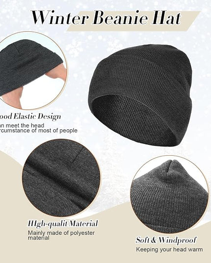 Suhine Bulk Winter Hats and Gloves Set Warm Beanie Gloves Pack Homeless Supplies for Cold Weather Charity