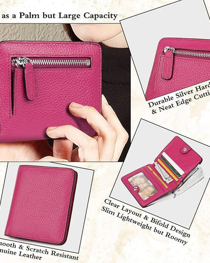 AINIMOER Small Leather Wallet for Women, Ladies Credit Card Holder RFID Blocking Women's Mini Bifold Pocket Purse