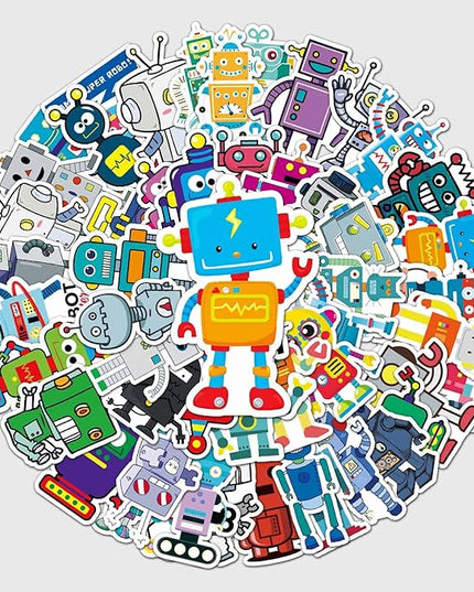 Cute Robot Stickers for Water Bottle,Waterproof Vinyl 50pcs Stickers for Laptop Computer Phone Bumper Skateboard Luggage Decals for Teens Adults