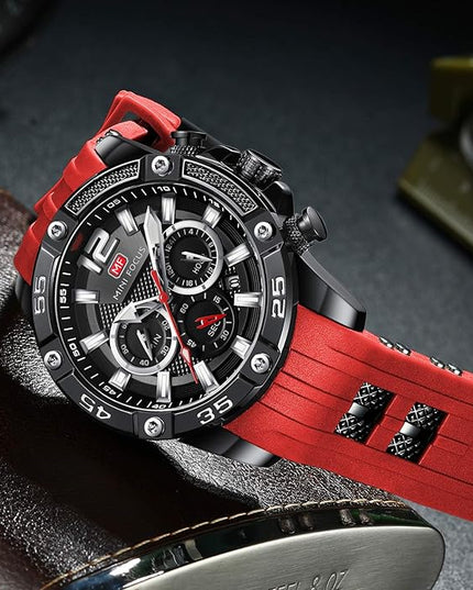 MF MINI FOCUS Men Watches Unique Casual Wrist Watches (Chronograph/Waterproof/Luminous/Calendar/24 Hours) Silicon Band Fashion Watches for Men