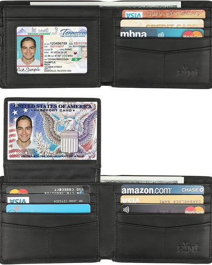 Wallet for Men-Genuine Leather RFID Blocking Bifold Stylish Wallet With 2 ID Window