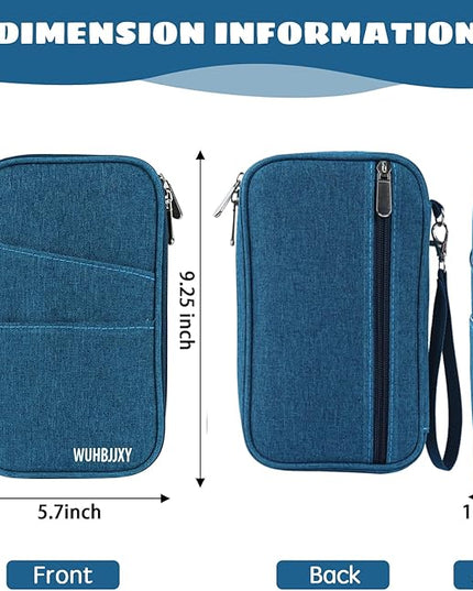 Family Passport Holder，Rfid Women Travel Wallets, Waterproof Men Passport bags Travel Document Organizer (Dark Blue)