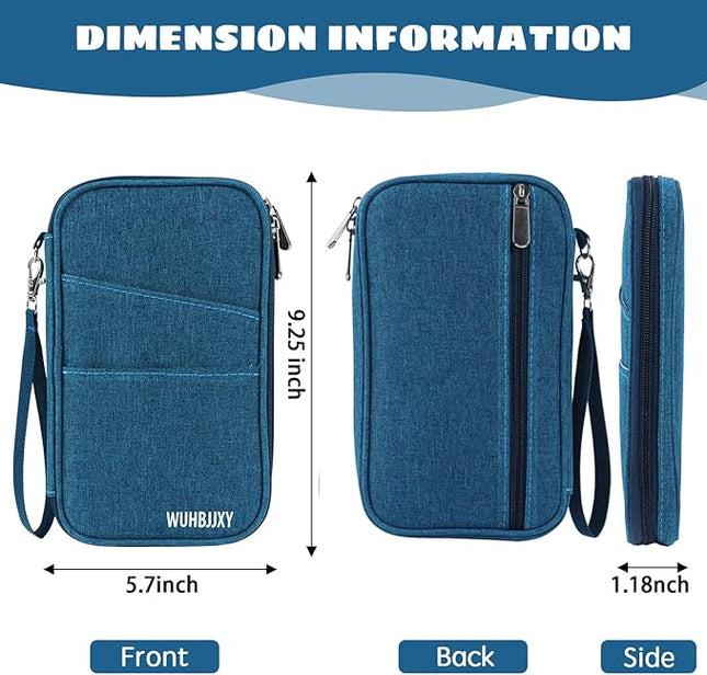 Family Passport Holder，Rfid Women Travel Wallets, Waterproof Men Passport bags Travel Document Organizer (Dark Blue)
