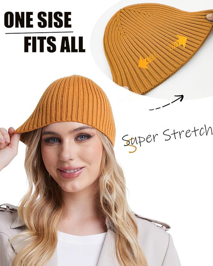 choshion Wool Knit Fisherman Beanie Hat for Men Women,Cuffless Warm Short Cuff Beanies Toboggan Ski Hats Winter Skull Cap