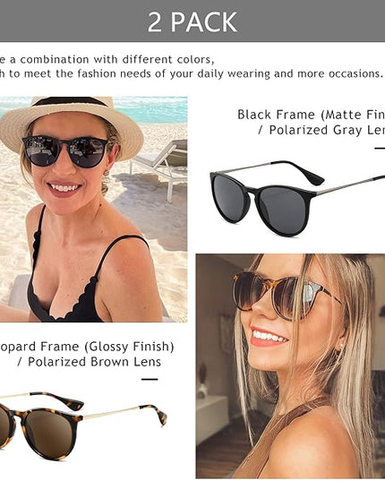 SUNGAIT Premium Vintage Round Sunglasses for Women Men Classic Retro Trendy Style