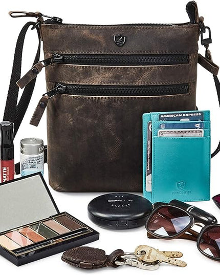 Crossbody Sling Bag for Women Small Real Leather Purse Vintage Travel Crossover Shoulder Bag Handmade