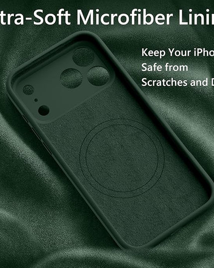 FireNova Magnetic for iPhone 17 Pro Case, Compatible with MagSafe, [Integrated Silicone Camera Control Button] [Camera Protection] Anti-Scratch Microfiber Lining Phone Case, 6.3", Alpine Green
